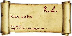 Klie Lajos névjegykártya